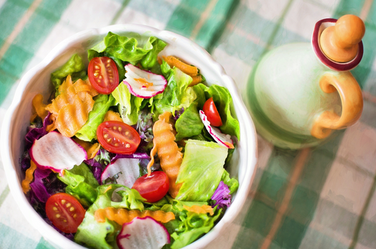 ensalada, aderezo, comida sana, comida saludable