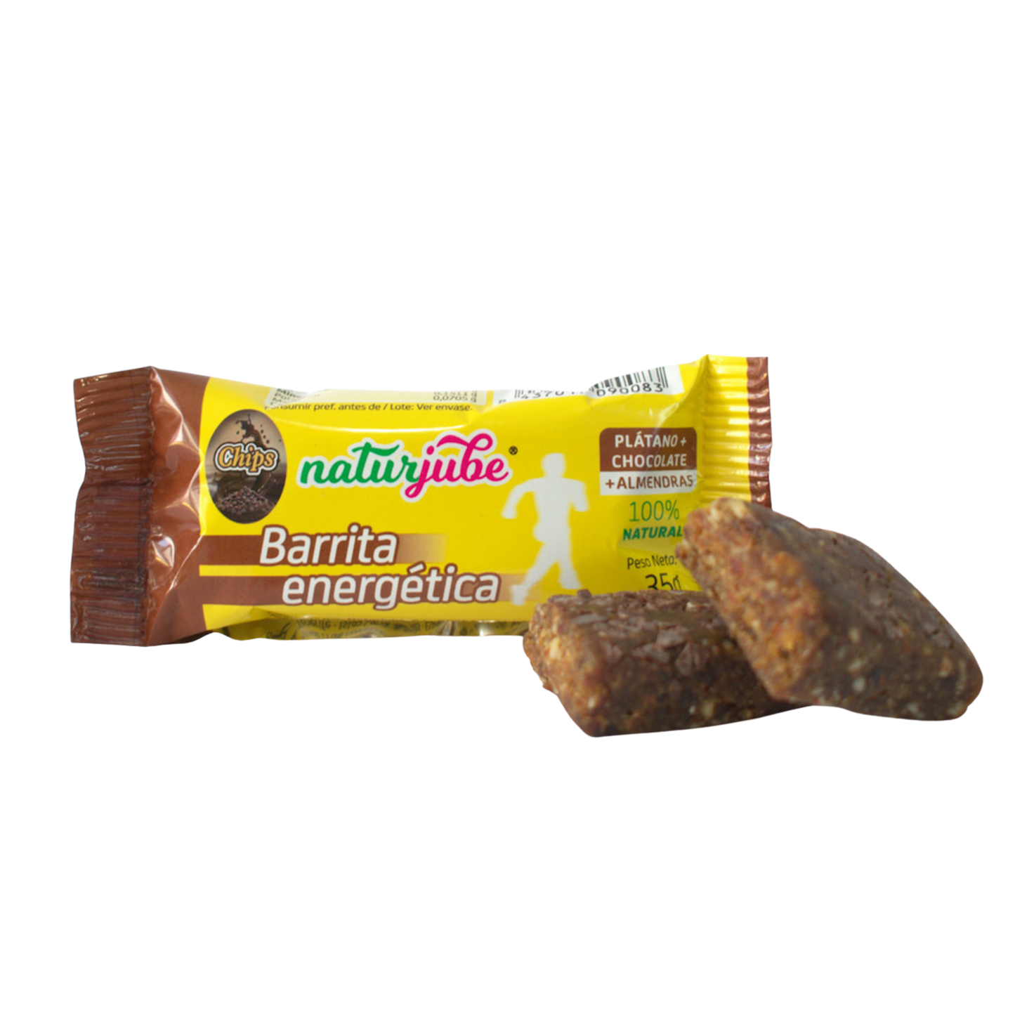 Barrita energética de plátano, almendras y chocolate