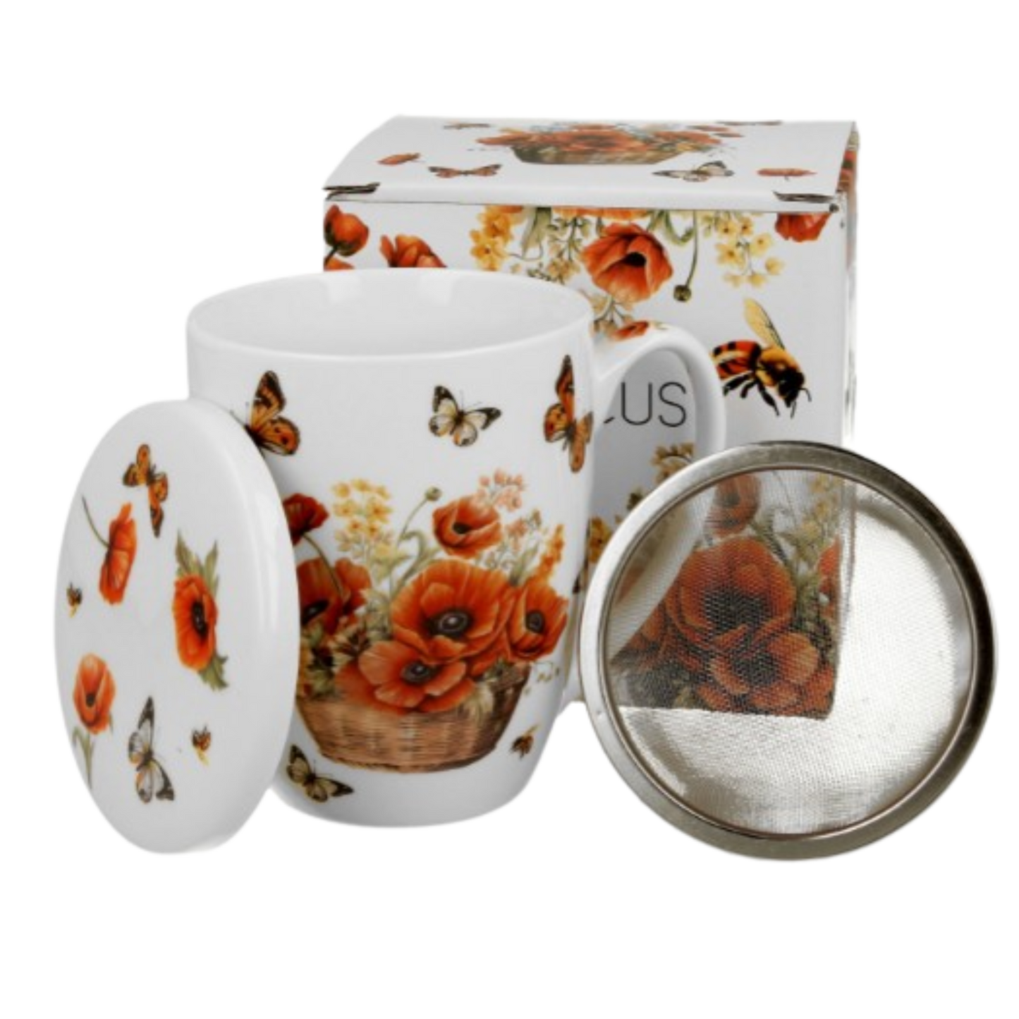Taza amapolas y mariposas