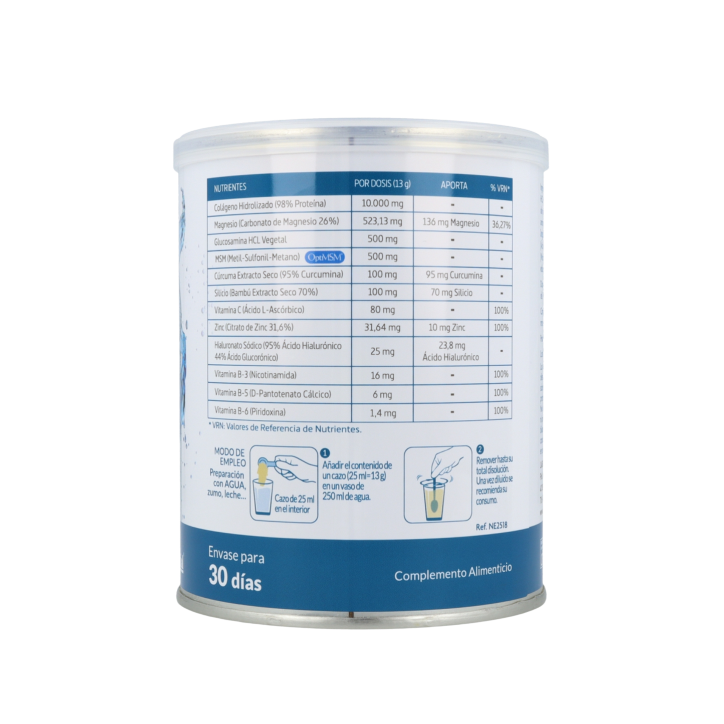 Colágeno hidrolizado, vitamina C, magnesio, cúrcuma
