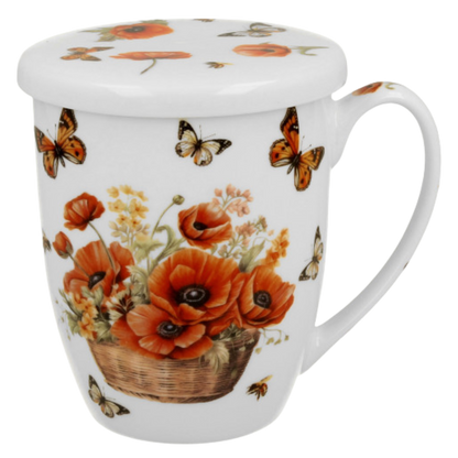 Taza amapolas y mariposas