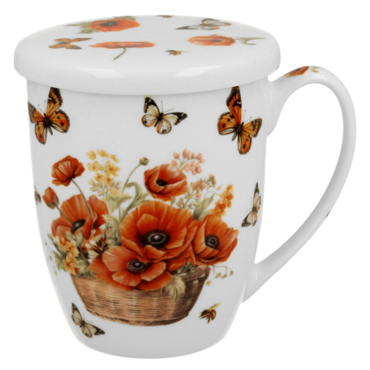 Taza amapolas y mariposas