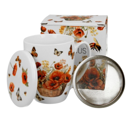 Taza amapolas y mariposas